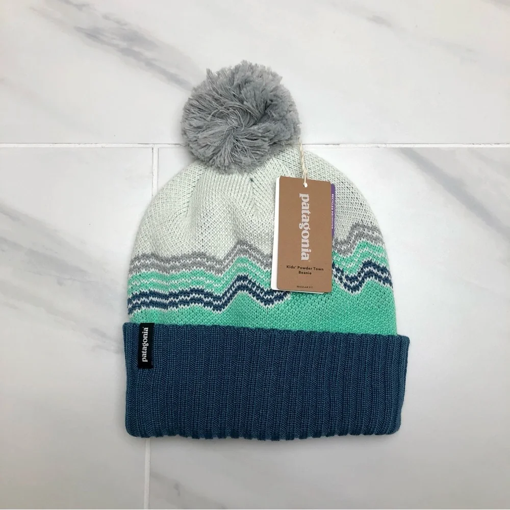 Patagonia Kid's Powder Town Ridge Rise Knit 'Fresh Teal' Beanie 66061-FA22 OS